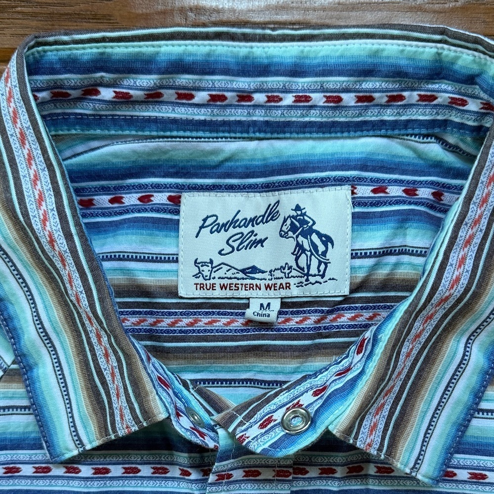 Pendleton Men's Multicolor Striped Button Down Shirt with Pearl snap buttons, M - Picture 2 of 7